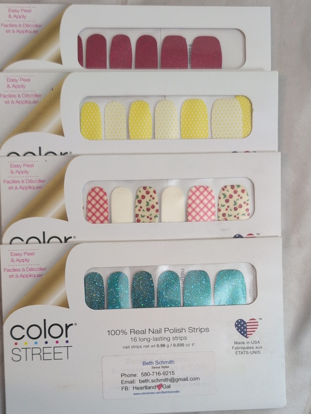 Lot of 4 Color Street 100% real nail polish strip sets in original packaging.